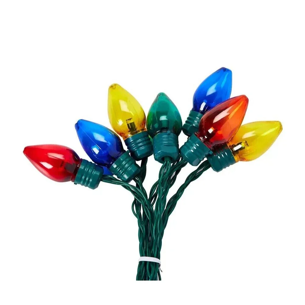 Winter Wonder Lane Solar LED C7 Light Set MultiColor Christmas Holiday 50 Lights